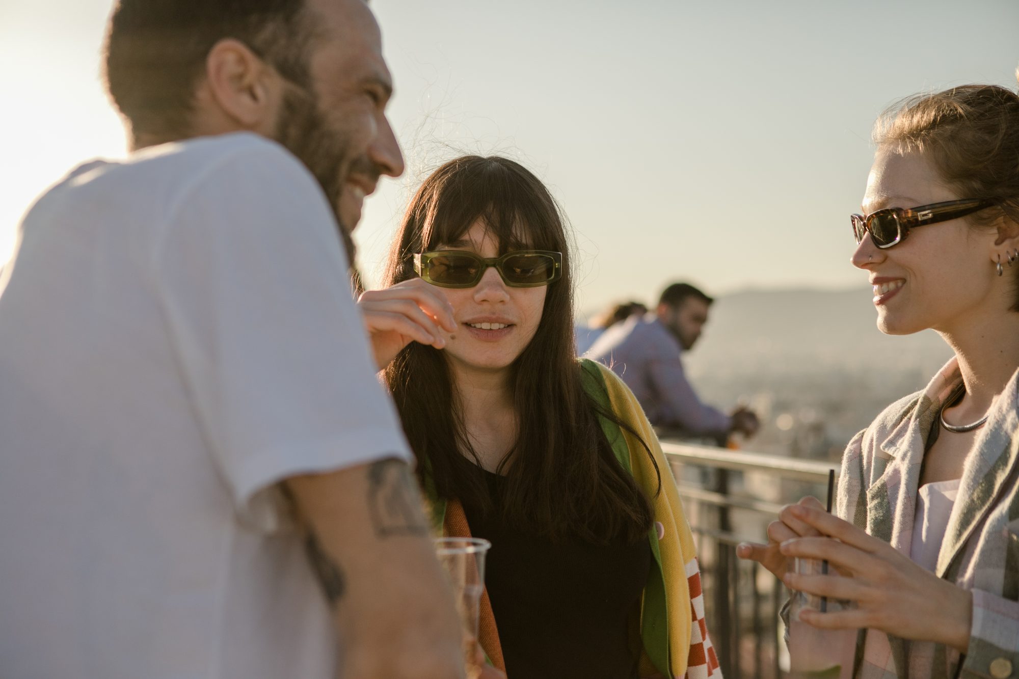 Dubel Team event — golden hour rooftop atmosphere