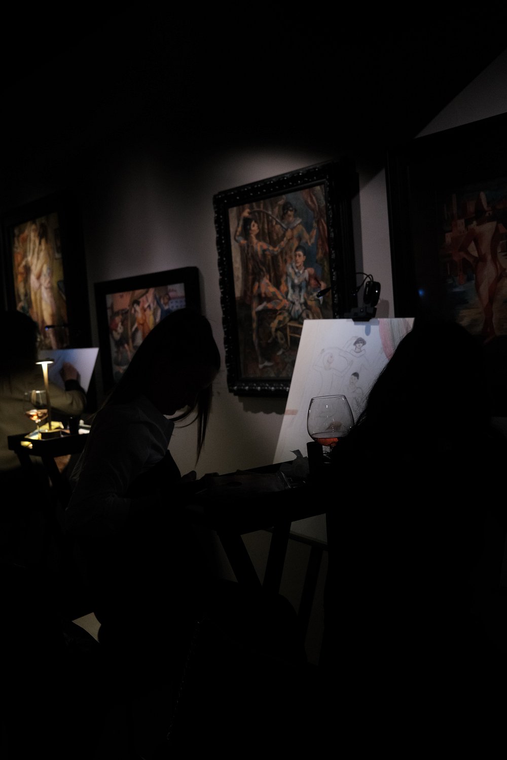 The Hub of Fine Arts — Wine & Art workshop in session